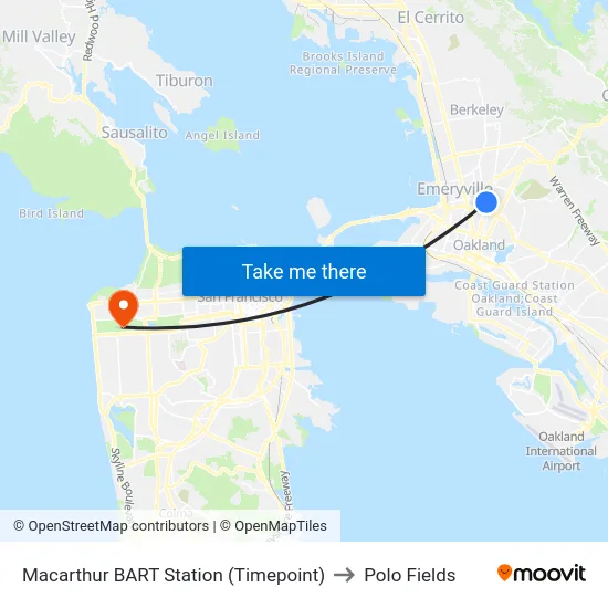 Macarthur BART Station (Timepoint) to Polo Fields map