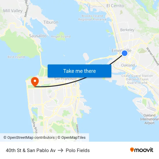 40th St & San Pablo Av to Polo Fields map