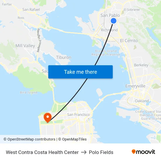 West Contra Costa Health Center to Polo Fields map