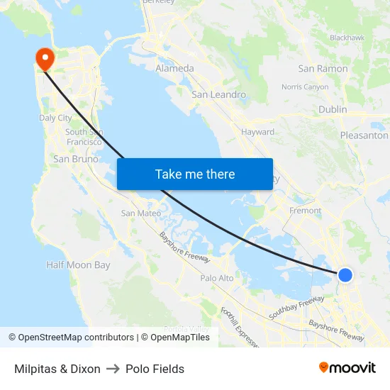 Milpitas & Dixon to Polo Fields map