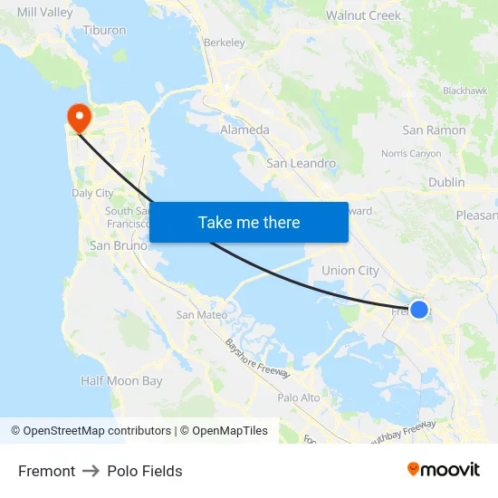 Fremont to Polo Fields map