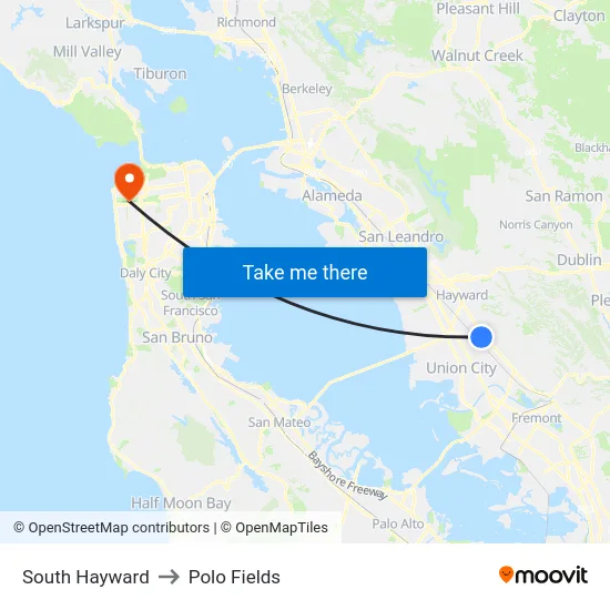 South Hayward to Polo Fields map