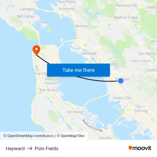 Hayward to Polo Fields map