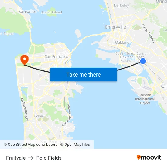 Fruitvale to Polo Fields map