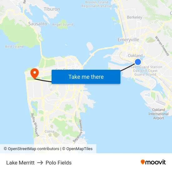 Lake Merritt to Polo Fields map