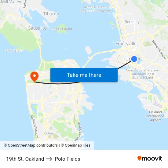 19th St. Oakland to Polo Fields map