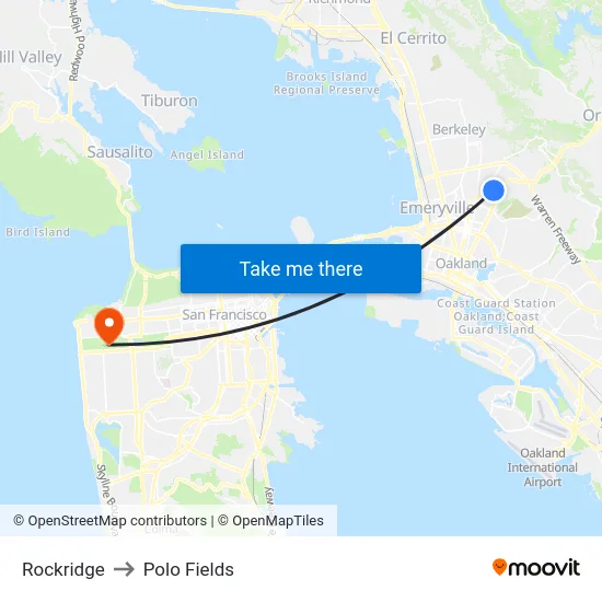 Rockridge to Polo Fields map