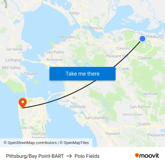 Pittsburg/Bay Point-BART to Polo Fields map