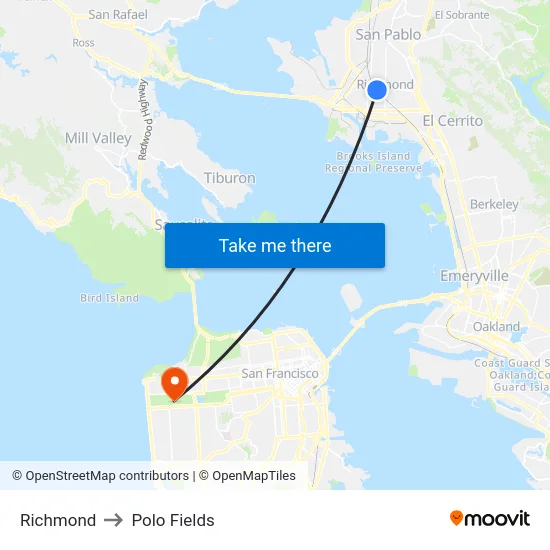 Richmond to Polo Fields map