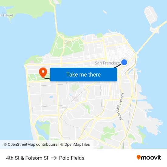 4th St & Folsom St to Polo Fields map