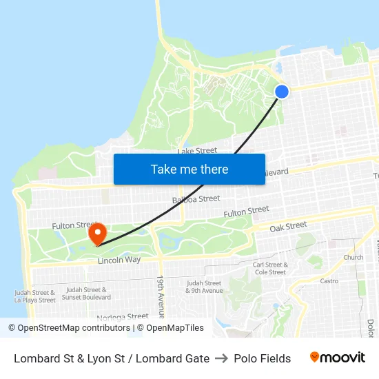Lombard St & Lyon St / Lombard Gate to Polo Fields map