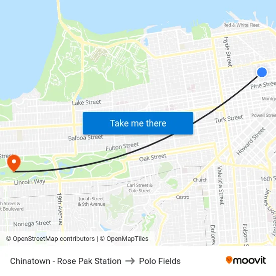 Chinatown - Rose Pak Station to Polo Fields map