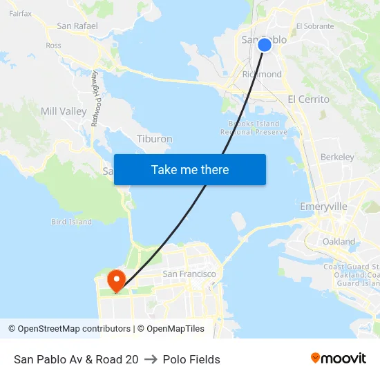 San Pablo Av & Road 20 to Polo Fields map