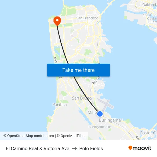 El Camino Real & Victoria Ave to Polo Fields map