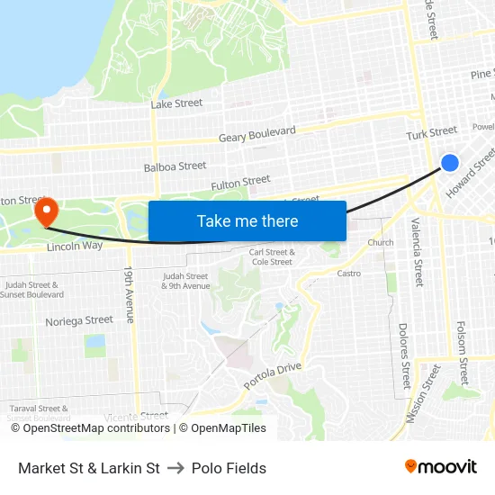 Market St & Larkin St to Polo Fields map