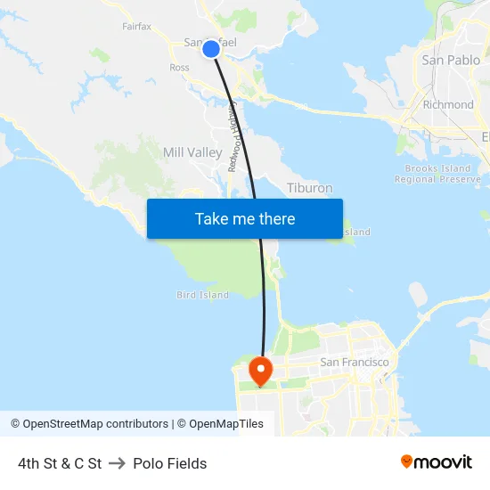 4th St & C St to Polo Fields map