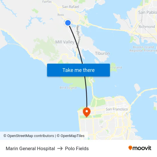 Marin General Hospital to Polo Fields map