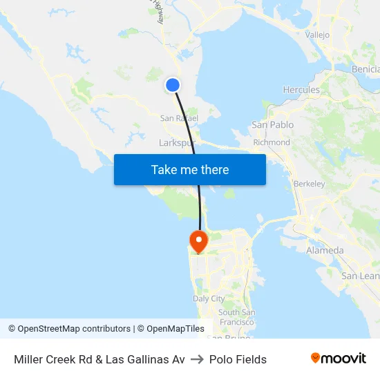 Miller Creek Rd & Las Gallinas Av to Polo Fields map