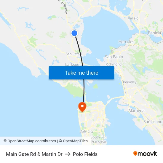 Main Gate Rd & Martin Dr to Polo Fields map