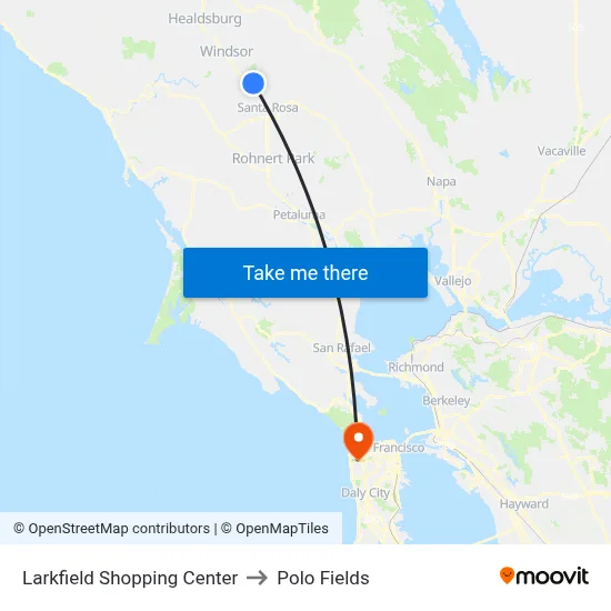 Larkfield Shopping Center to Polo Fields map