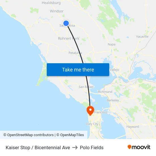 Kaiser Stop / Bicentennial Ave to Polo Fields map
