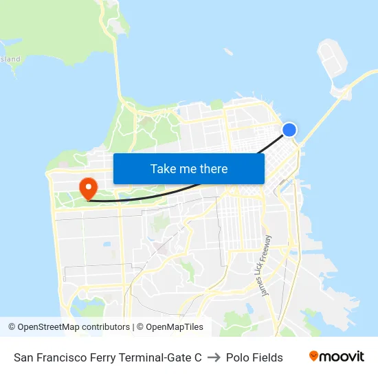 San Francisco Ferry Terminal-Gate C to Polo Fields map