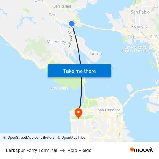 Larkspur to Polo Fields map