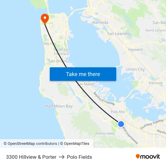 3300 Hillview & Porter to Polo Fields map