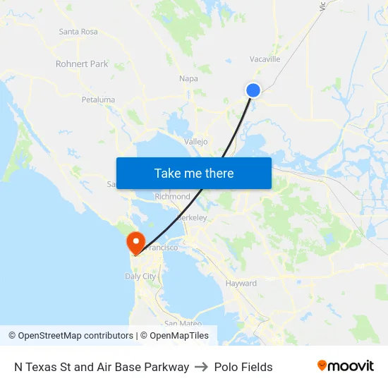 N Texas St and Air Base Parkway to Polo Fields map