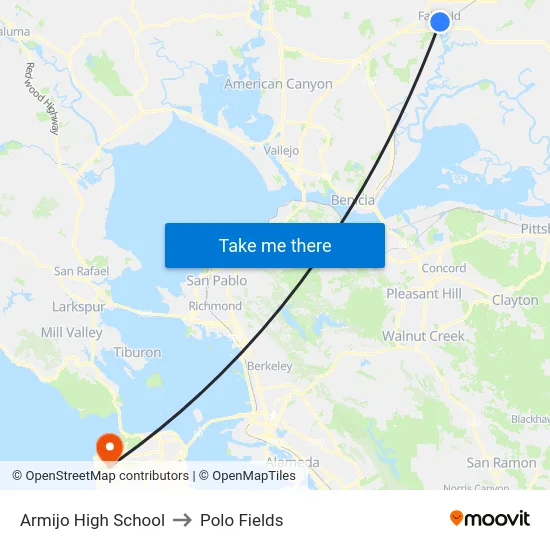 Armijo High School to Polo Fields map