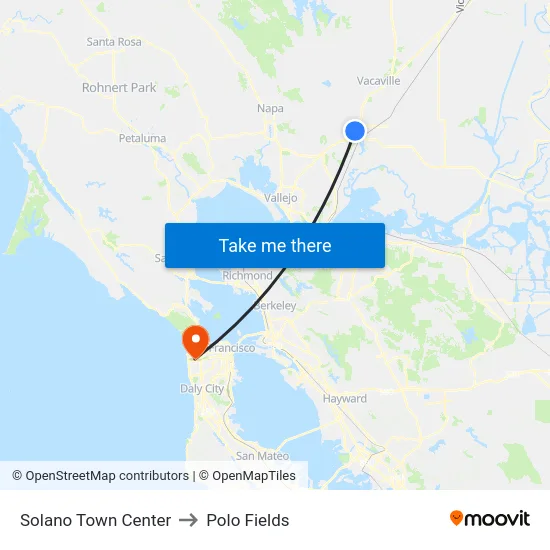 Solano Town Center to Polo Fields map