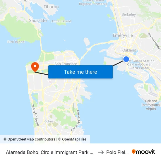 Alameda Bohol Circle Immigrant Park Dock to Polo Fields map