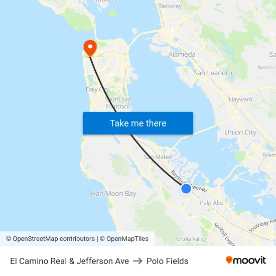 El Camino Real & Jefferson Ave to Polo Fields map
