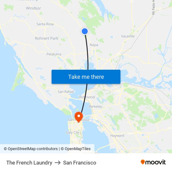 The French Laundry to San Francisco map
