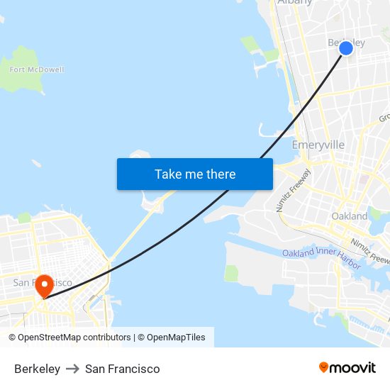 Berkeley to San Francisco map