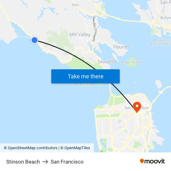 Stinson Beach to San Francisco map