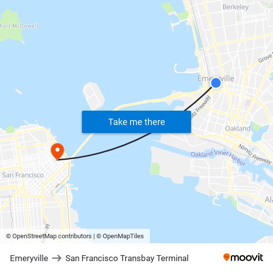 Emeryville to San Francisco Transbay Terminal map