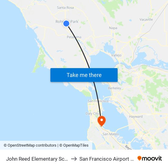 John Reed Elementary School to San Francisco Airport SFO map