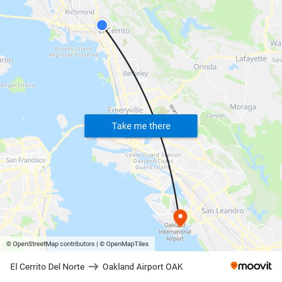El Cerrito Del Norte to Oakland Airport OAK map
