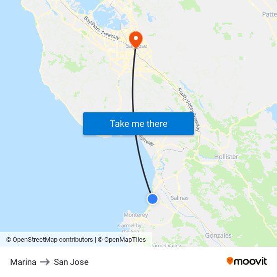 Marina to San Jose map