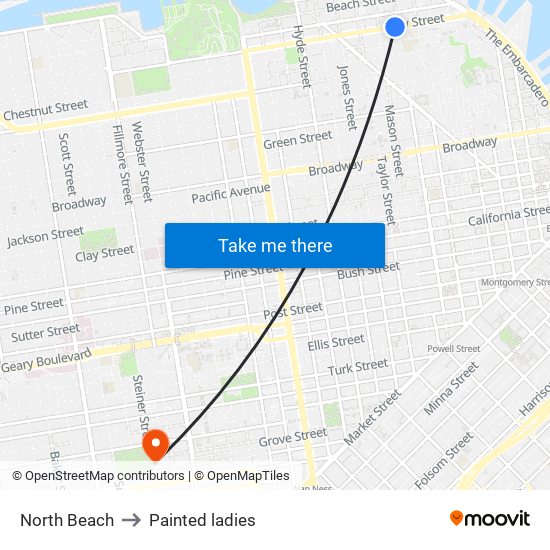 North Beach to Painted ladies map