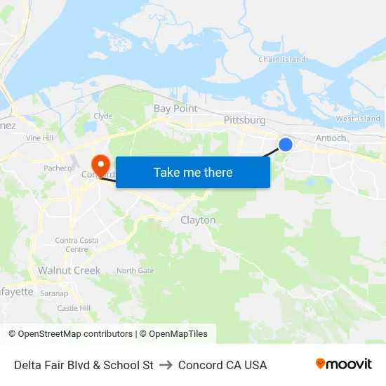 Delta Fair Blvd & School St to Concord CA USA map