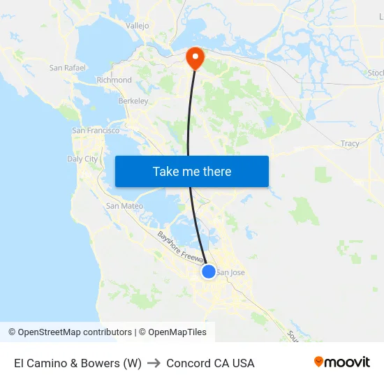 El Camino & Bowers (W) to Concord CA USA map