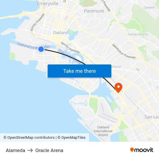 Alameda to Oracle Arena map