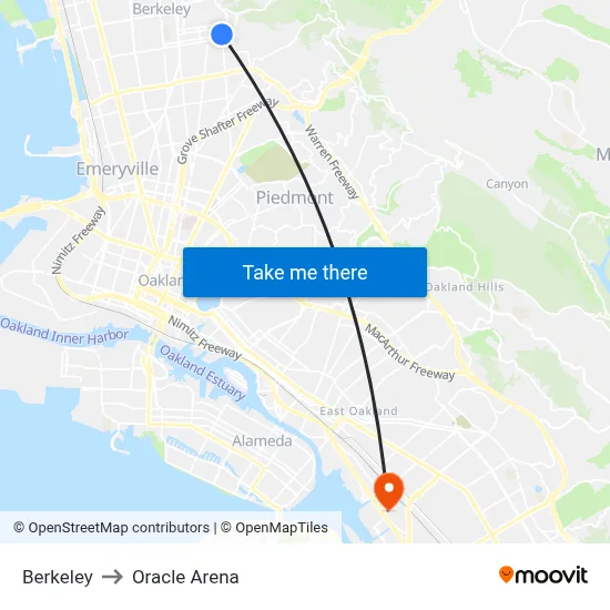 Berkeley to Oracle Arena map