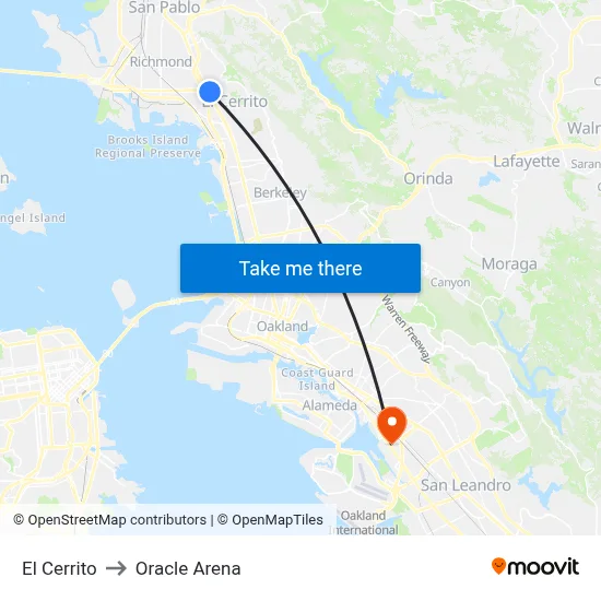 El Cerrito to Oracle Arena map