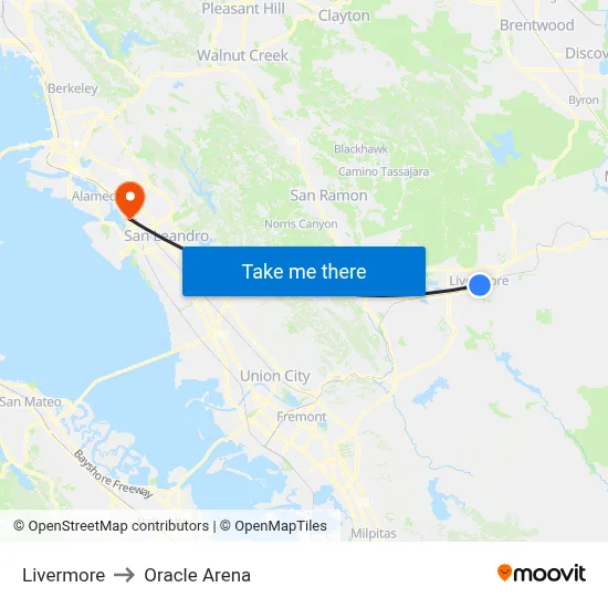Livermore to Oracle Arena map