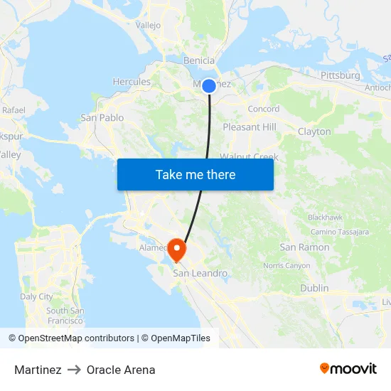 Martinez to Oracle Arena map