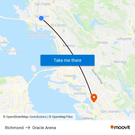 Richmond to Oracle Arena map