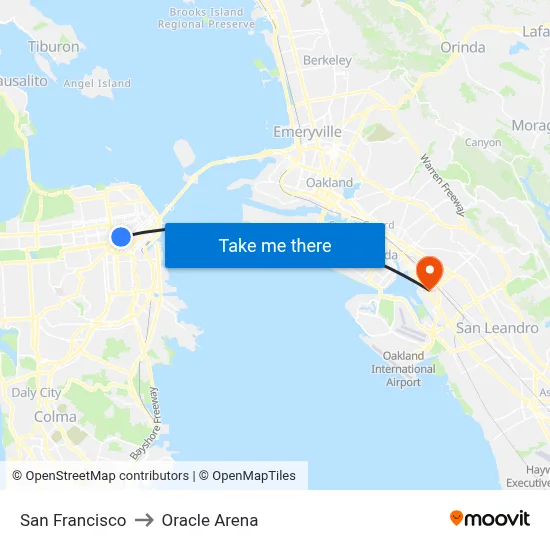 San Francisco to Oracle Arena map